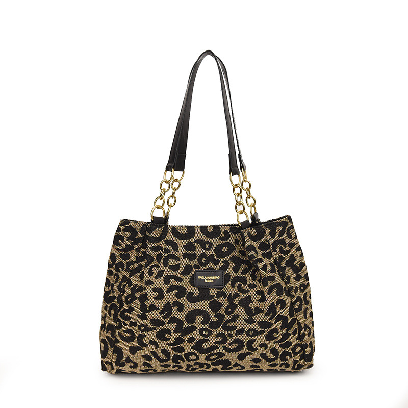 Bolsos de hombro con estampado de leopardo de gran capacidad para viajes de moda retro en Europa y los Estados Unidos nuevos bolsos tote para el ocio de otoño e invierno