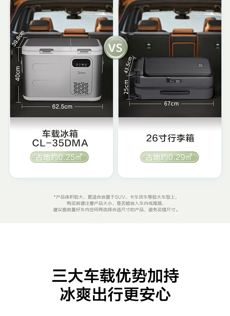 Midea Car Refrigerator for Car and Home Use, Freezer and Refrigerator for Cars and Large Trucks, Model CL-35DMA