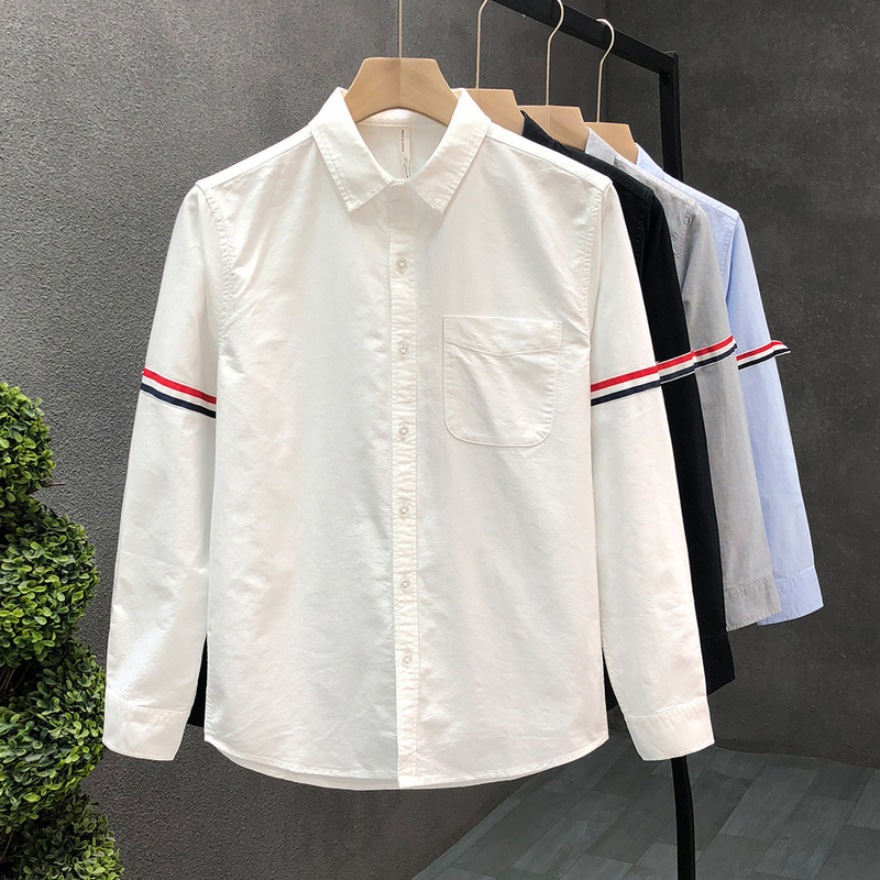 High-End Webbing Decorative Long-Sleeved Shirt Jacket Men's Trendy Casual Tops Men's American Retro Shirts