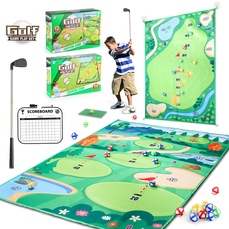 Alfombrilla de juego de golf para interiores y exteriores para niños transfronterizos Alfombrilla de felpa engrosada bola pegajosa objetivo golf juguetes al aire libre