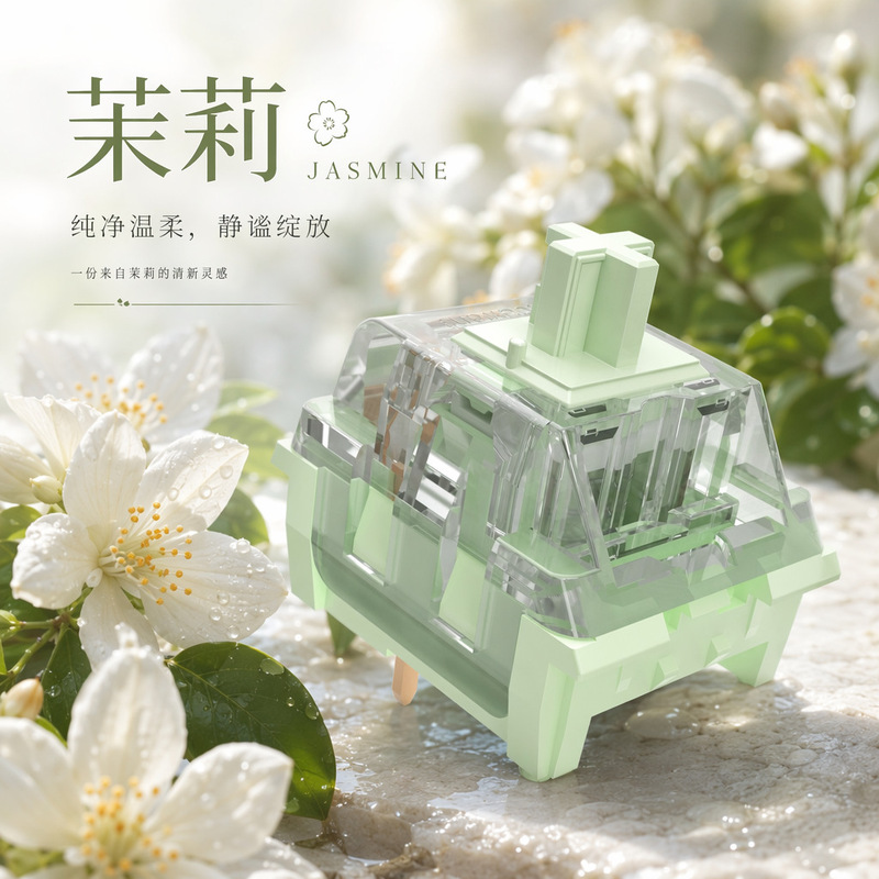 In-stock cross-border fresh jasmine sound profile green switch, 3-pin customized mechanical keyboard switch
