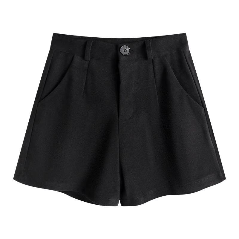 Повседневные шорты с высокой талией, A‑line, свободный крой, plus‑size S–4XL, чёрные