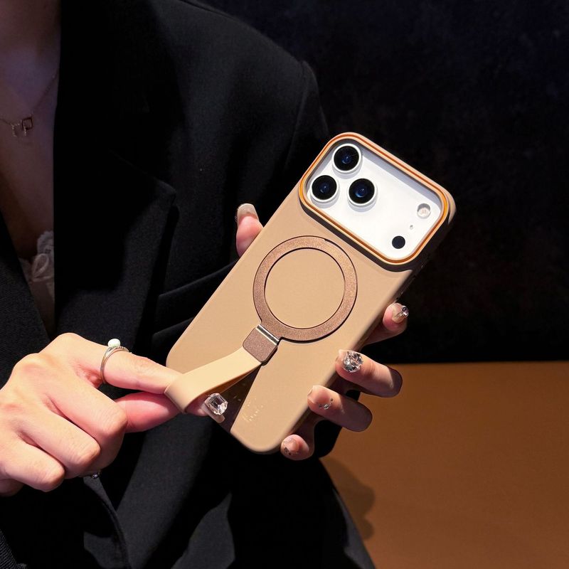 适用苹果17Promax金属支架手机壳挂绳iPhone16防摔防滑PC肤感硬壳|undefined
