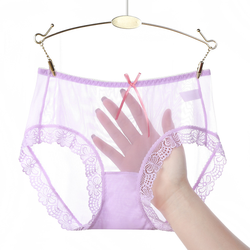 Algodón transparente sin marcas, calzoncillos de dama sexy, malla de encaje transpirable y fresco, calzoncillos de cintura baja.