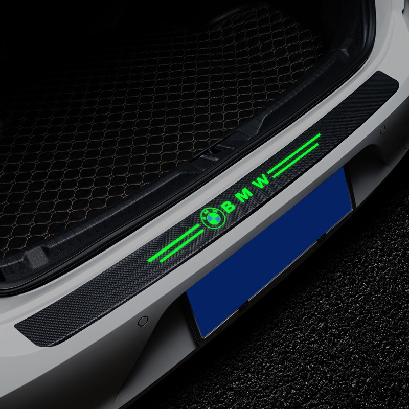 Puerta del coche alféizar luminoso patrón de fibra de carbono pegatina tronco puerta parachoques Tira protectora logotipo del coche explosión image 7