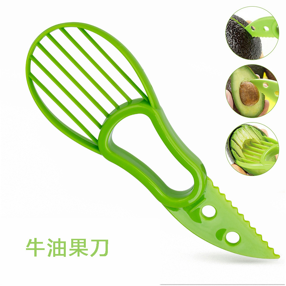 Cruzar la frontera cuchillo de aguacate multifuncional cuchillo de aguacate rebanadora de aguacate pelador de frutas pelar y pelar carne separador