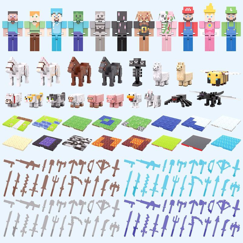 Cross-Border Compatible with Certain High Small Particle Magnetic Building Blocks World Dolls Animal Skeletons Zombies Weapons Accessories Toys