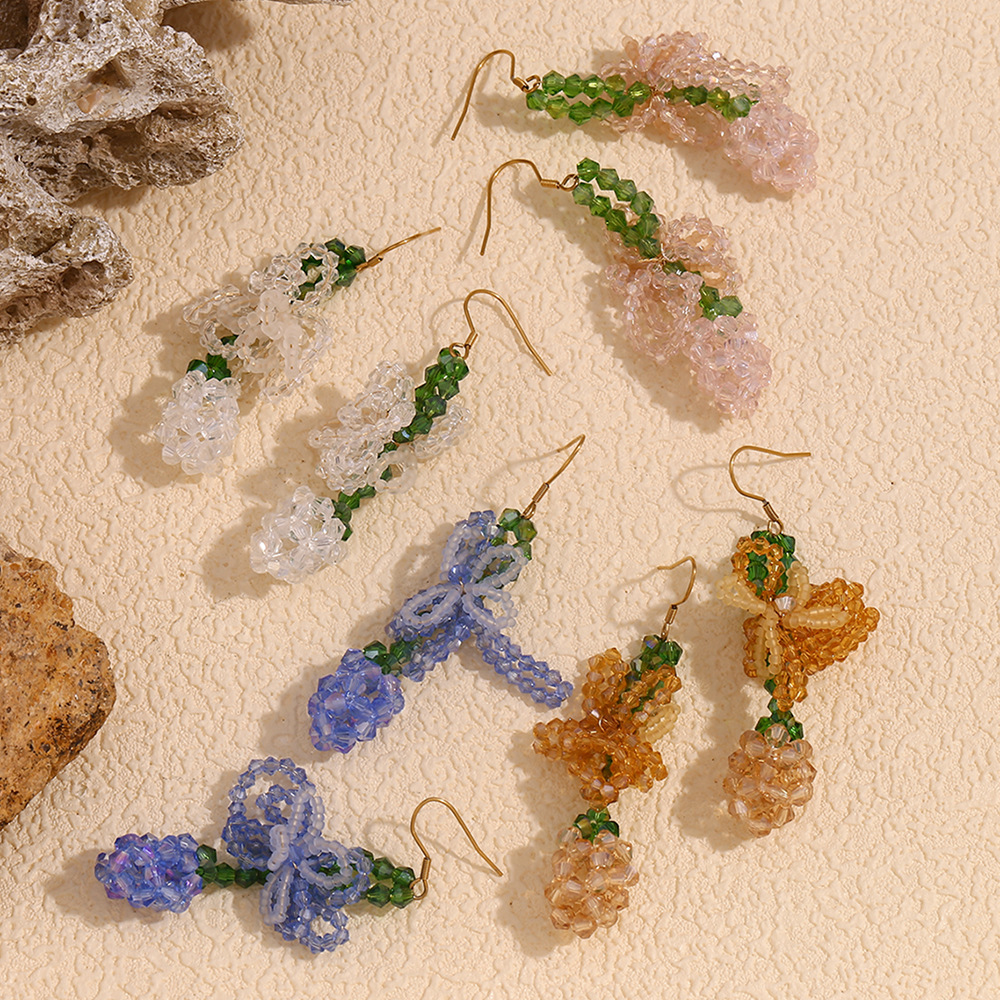 Colored Bow Pineapple Stainless Steel Earrings