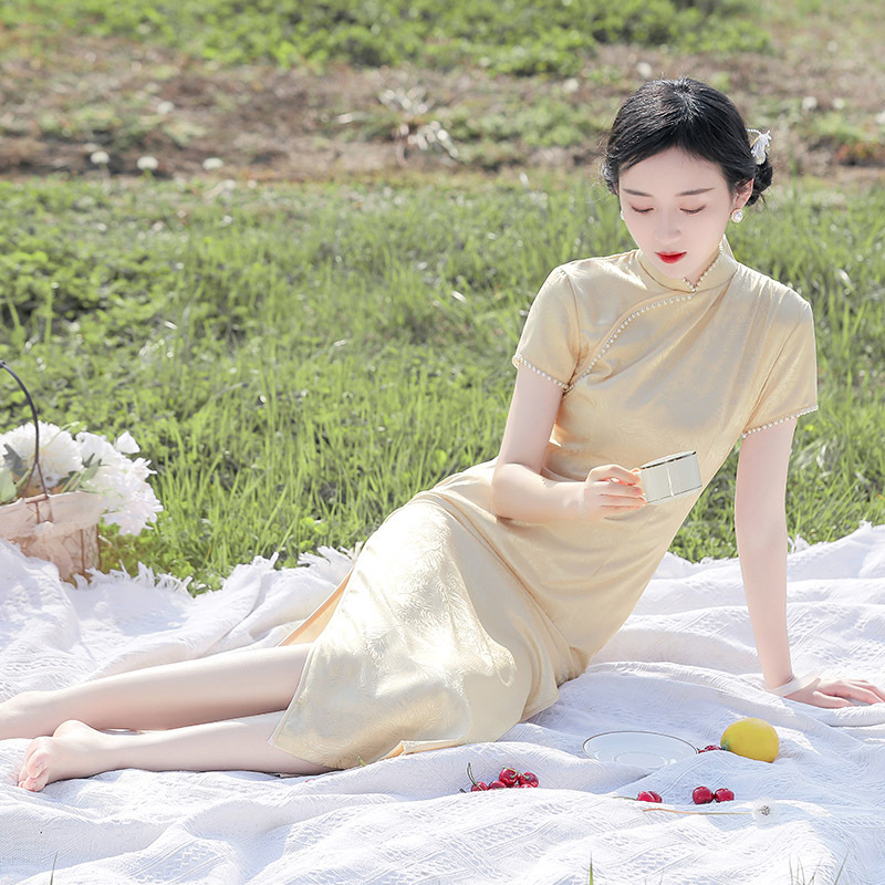 Summer fashionable elegant long cheongsam
