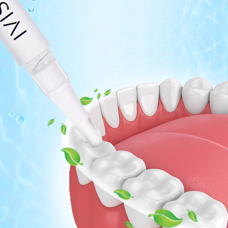 Teeth whitening gel pen with cleaning and polishing