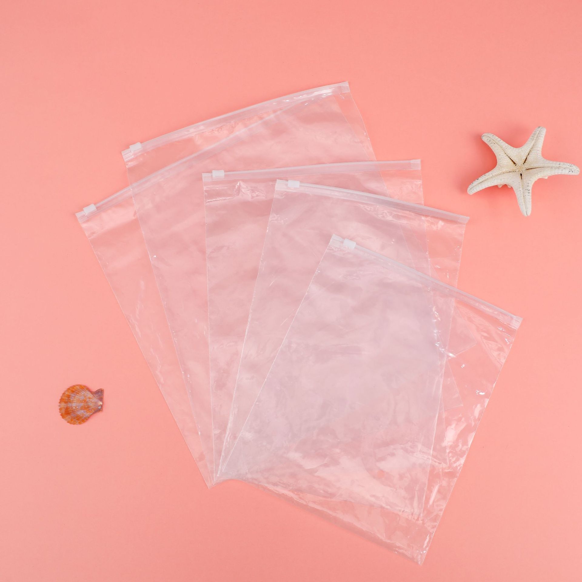 Triman French Microetiqueta Advertencia Bolsa con cremallera Teum Transparente Bolsa de embalaje de ropa Lema de advertencia ambiental transfronteriza