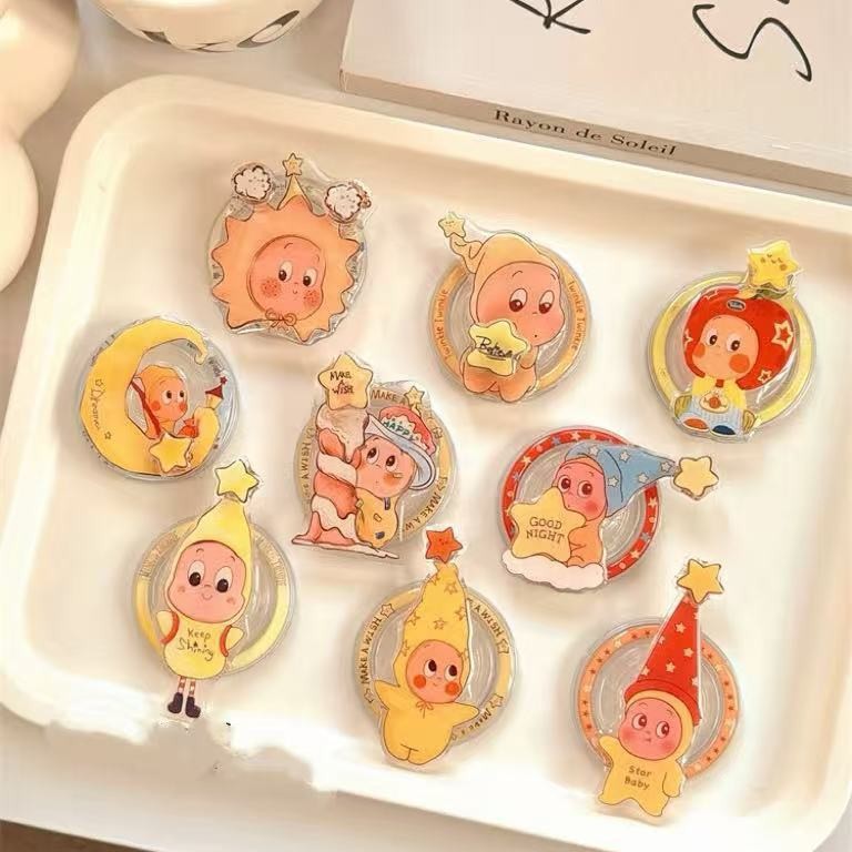 Super Nice Mobile Phone Magnetic Holder, Cute Cartoon Star, Small Airbag Back Sticker, Retractable Fixed Desktop Support