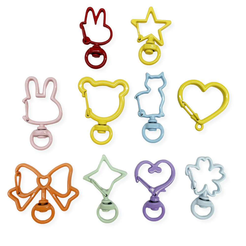 塗装済みスプリングバックル、塗装済みスプリングリング、特殊形状ハートキーホルダー、DIY手作りアクセサリーパーツ、ペンダント、車の鍵