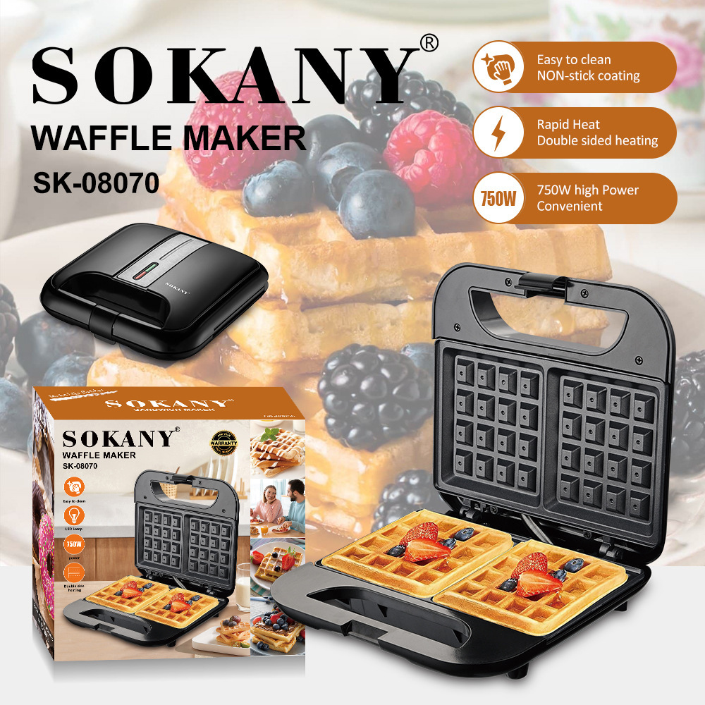 Cross Border SOKANY08070 Waffle Machine 2 Pieces Bread Machine Breakfast Machine Cake Baking Sandwich Spit Driver