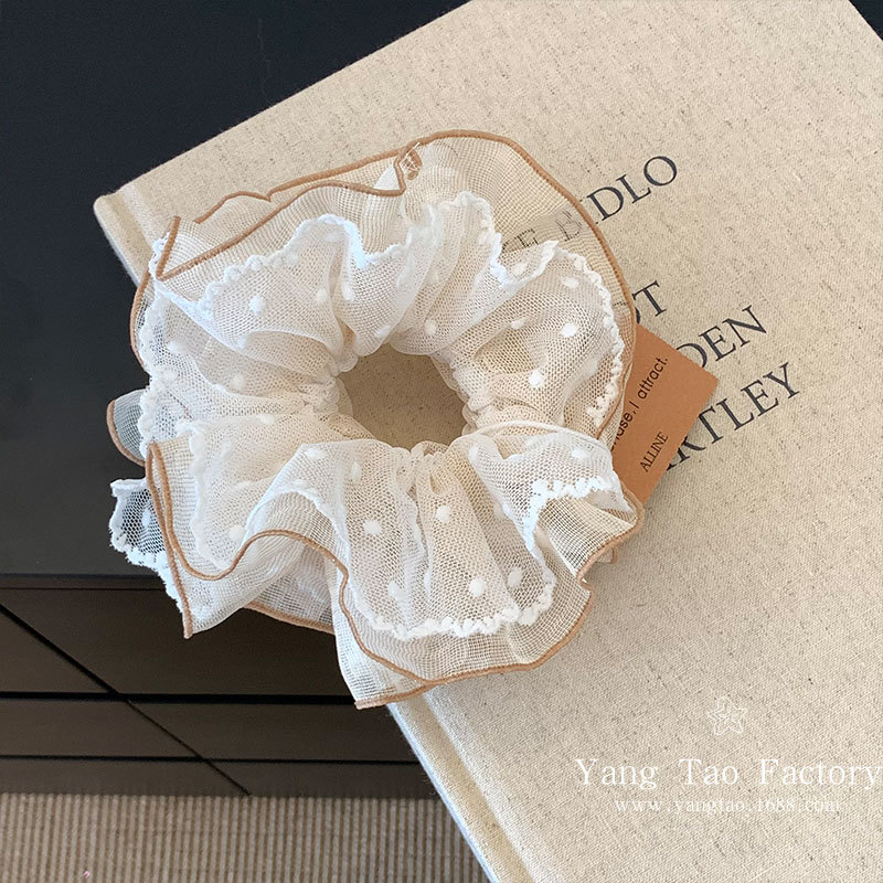 Hermoso hilo de malla de encaje punto tridimensional de doble capa de cabello grueso anillo de cabello de cabello cuerda de cabello baja joyas de cabello de cola de caballo