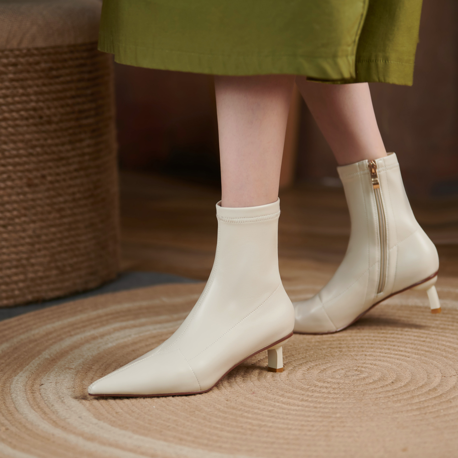 Chiko Hortense Pointed Toe Kitten Heels Boots