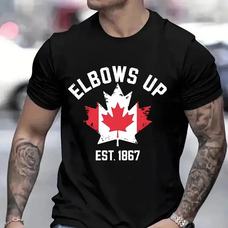 [Cross-Border European Code] Elbow up Canada T-Shirt Funny Retro Canada Is Not the 51St State Canada