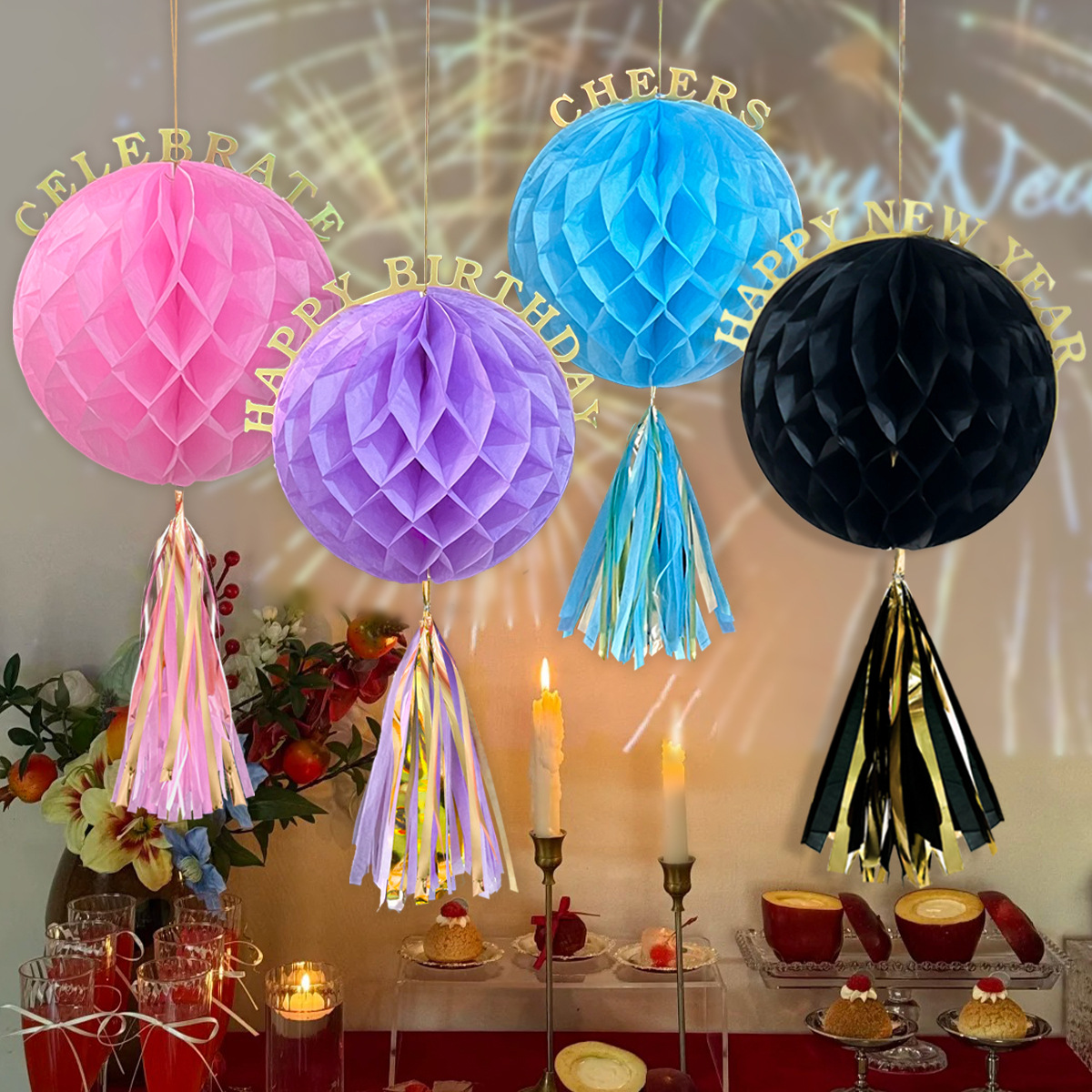 Birthday Supplies Flag Holiday Wedding Decoration Supplies Set Christmas Party Paper Flower Ball Scene Layout Props