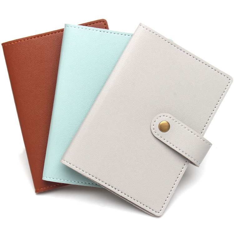 Bronze button passport holder luggage tag set multi-color buckle extra thick leather passport book luggage tag identification card holder
