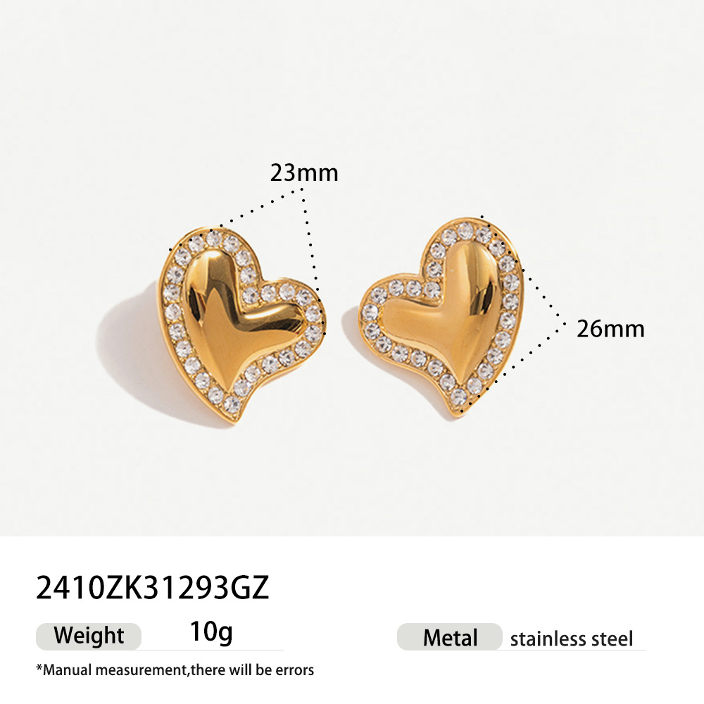 Tina Europa y los Estados Unidos transfronterizos INS viento red 18K oro acero inoxidable exagerado en forma de corazón pendientes de amor universal pendientes mujeres