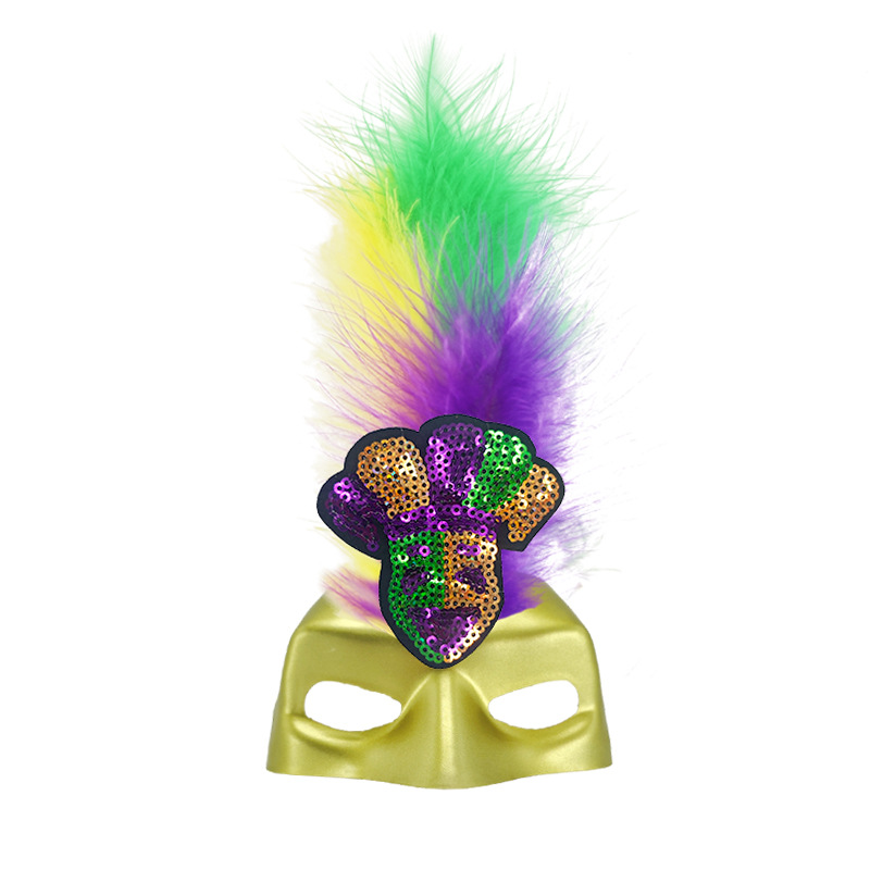 Nuevas máscaras de gatos transfronterizas, pilares, plumas tricolores, fiesta de carnaval brasileño, dibujos animados, props para mascotas