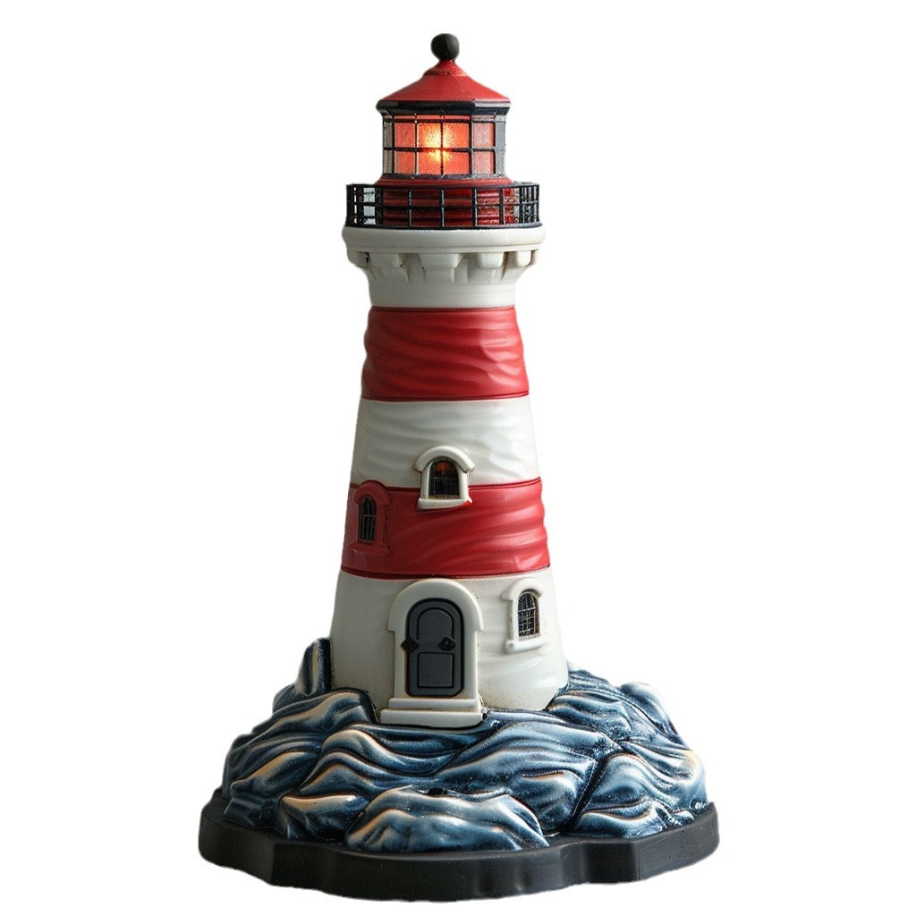  New Outdoor Solar Resin Lighthouse Ornaments Courtyard Garden Lawn Landscape Decoration Ornaments