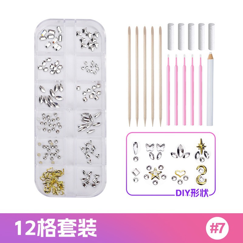 NO.7-흰색 12 블록 치과 드릴 세트 [접착제 없음]