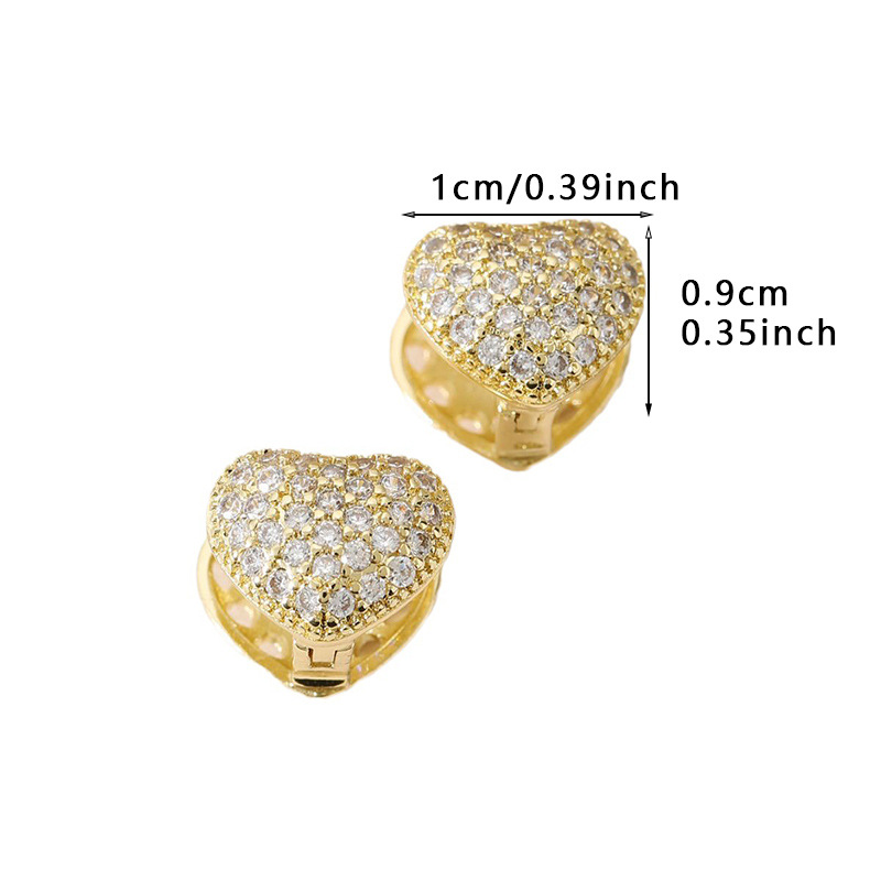 10g Weight 304 Stainless Steel Ear Needle Material Zircon Inlay Material 1 Pair Elegant Simple Style Heart Shape Copper Zircon Hoop Earrings