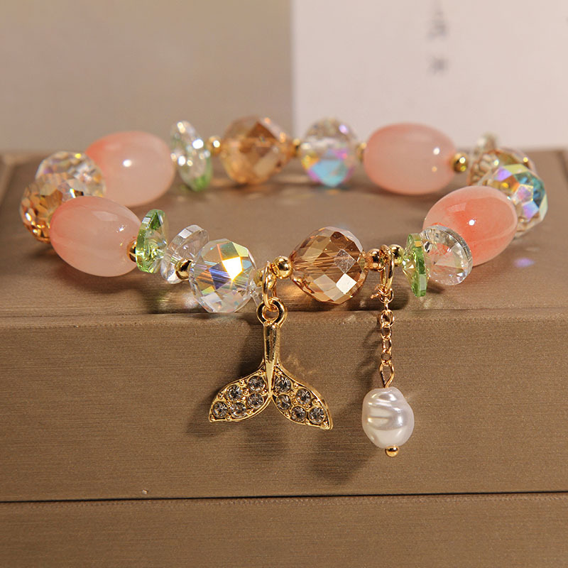 Estilo coreano lindo fishtail pulsera para niños simple de las mujeres Mori niña pulsera de cristal Internet celebridad novias pulsera de Estudiante