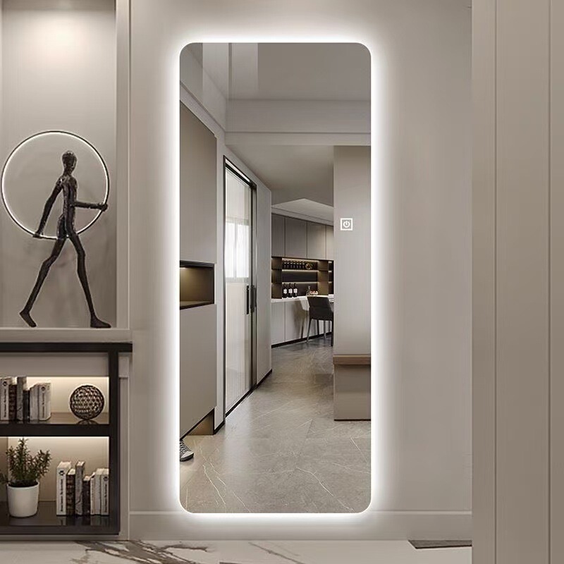 Full-Length Mirror with Led Lights, Wall-Mounted, Suitable for Home or Clothing Store Fitting, Light Luxury Illuminated Mirror
