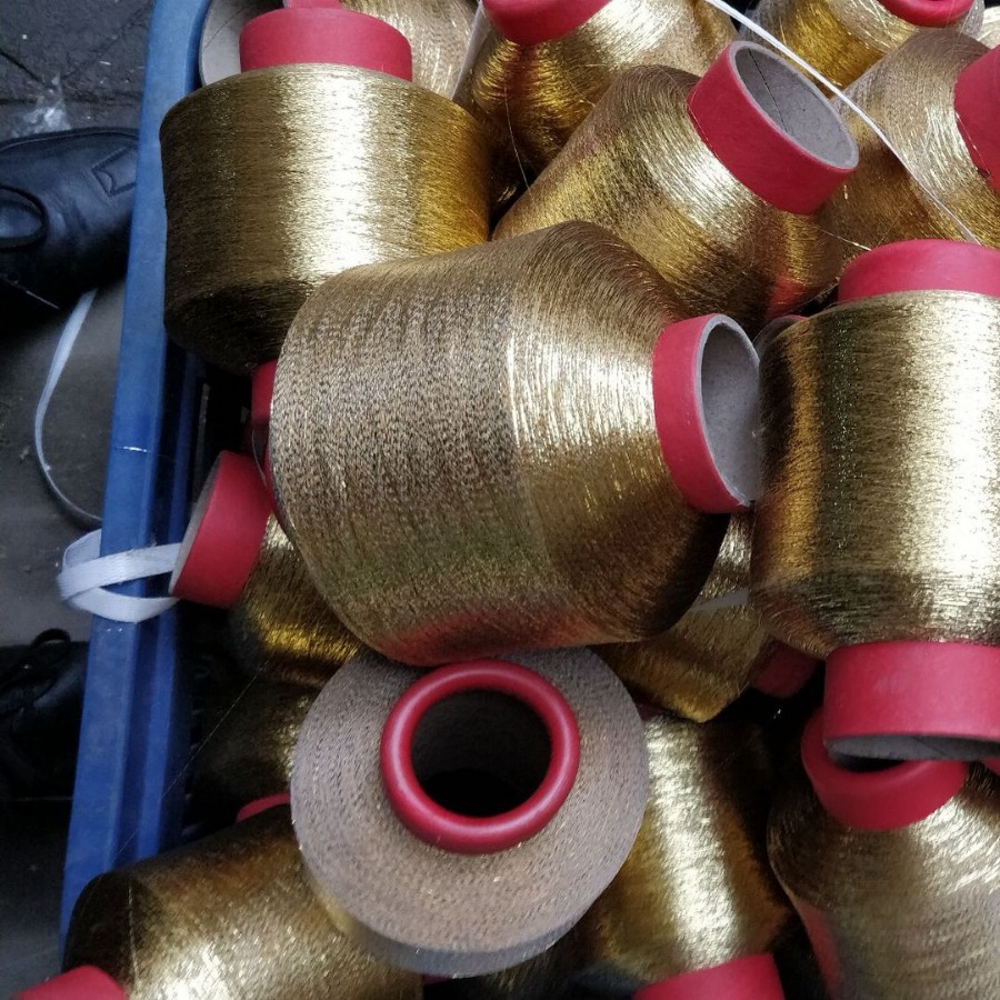 亮银线反光纱拧淡亮金线反光纱黑色亮纱金属丝合纺面料织物Lurex