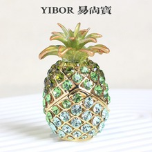 珐琅彩首饰盒乔迁礼品开业赠送网红轻奢镶钻水晶菠萝摆件家居饰品