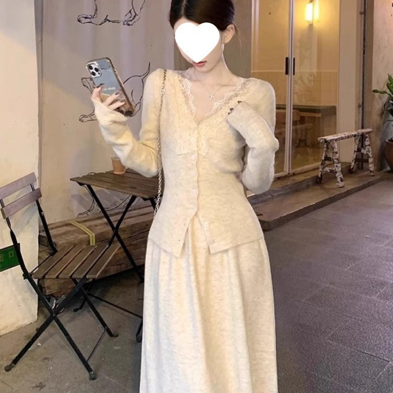小个子高级感气质连衣裙子女秋冬季2025新款千金穿搭一整套装长裙|undefined