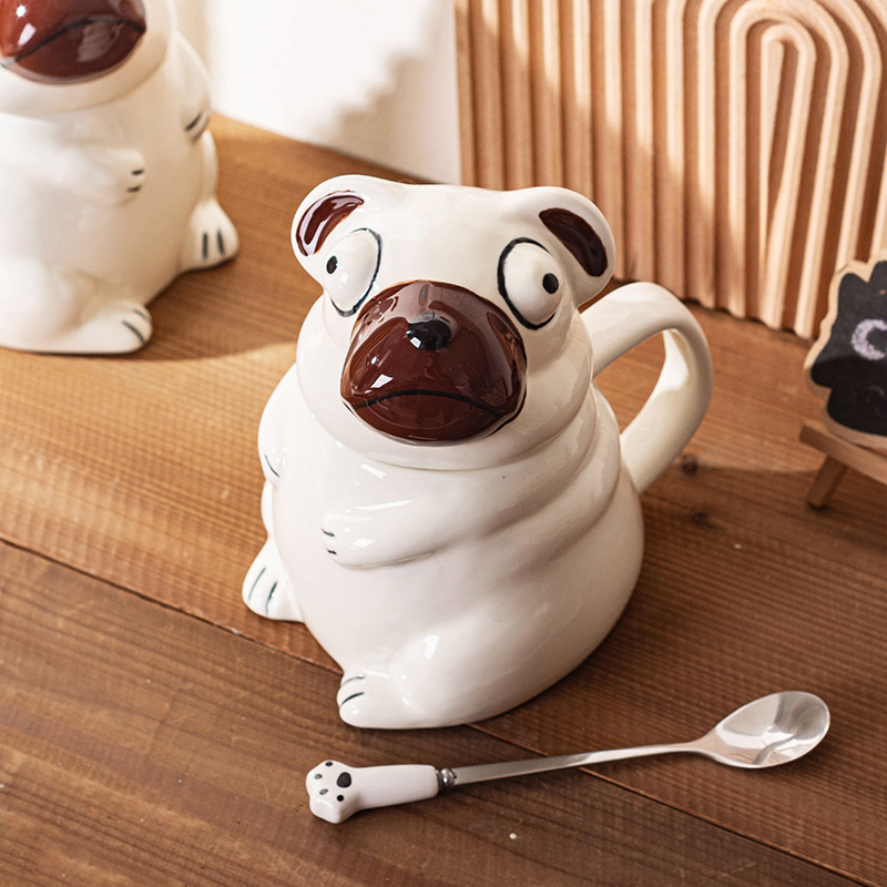 パロディーかわいいパグマグセラミック大容量かわいいマグクリエイティブパーソナライズされた誕生日プレゼント彼氏へ|undefined