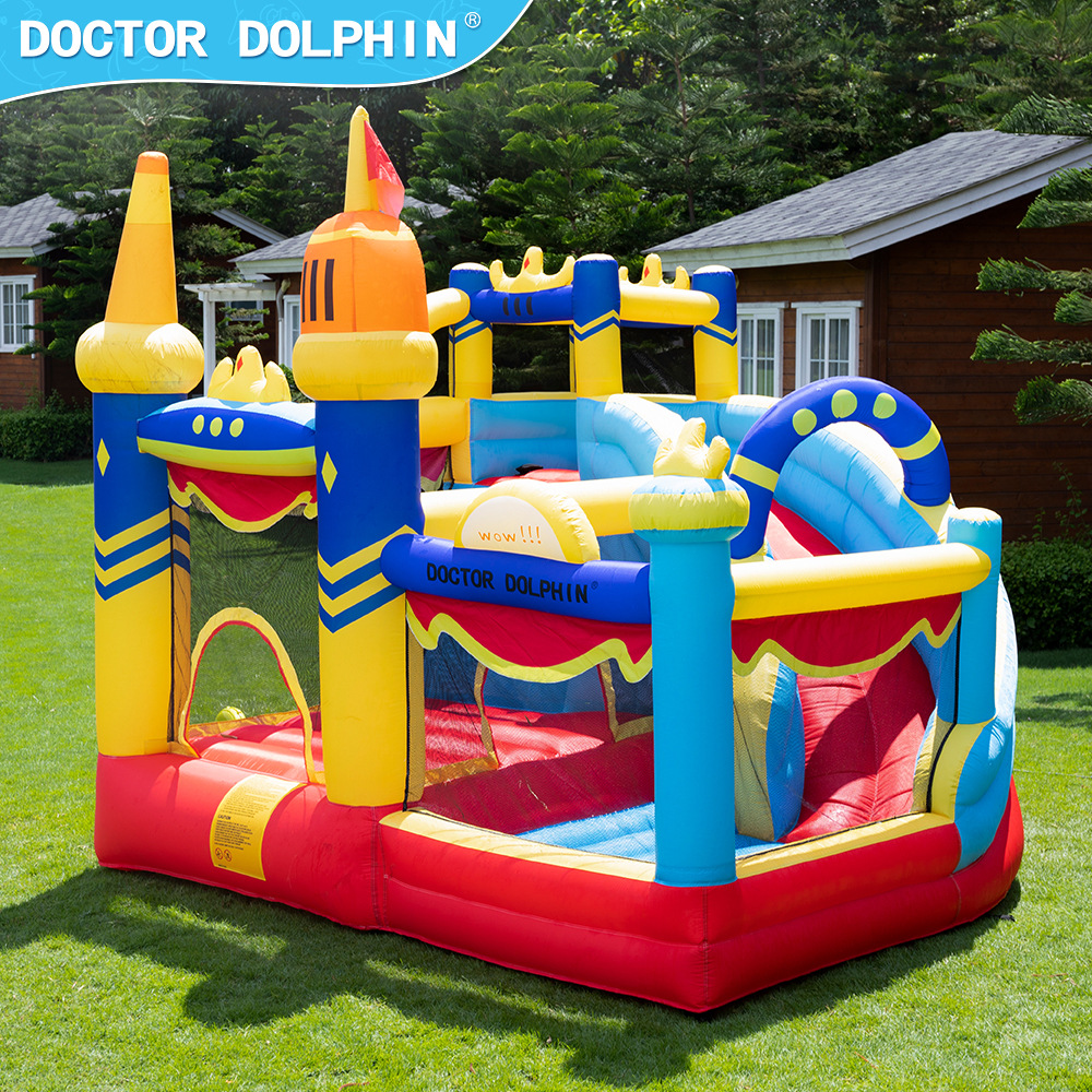 Doctor Delfín | Castillo inflable para niños, pequeño parque de atracciones, castillo inflable, trampolín para uso doméstico, plegable