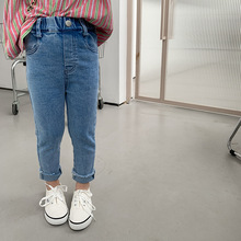 童装儿童弹力修身牛仔裤女童显瘦小脚裤子韩版洋气毛须边铅笔裤秋