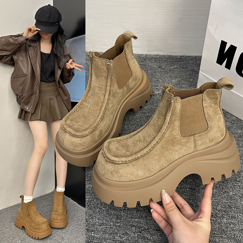 厚底超火马丁靴女2025秋冬季新款爆款小短靴复古增高短筒机车靴潮|undefined