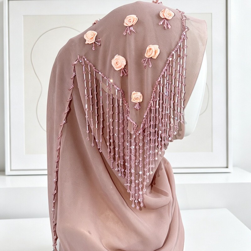 2026 cross-border e-commerce new style handmade floral tassel sewn headscarf, versatile and convenient head wrap, shawl, or scarf
