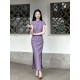 [Wen Ci] Purple New Chinese Jacquard Improved Cheongsam Dress Women's Spring/Summer 2025 Retro Waist Long Dress dress
