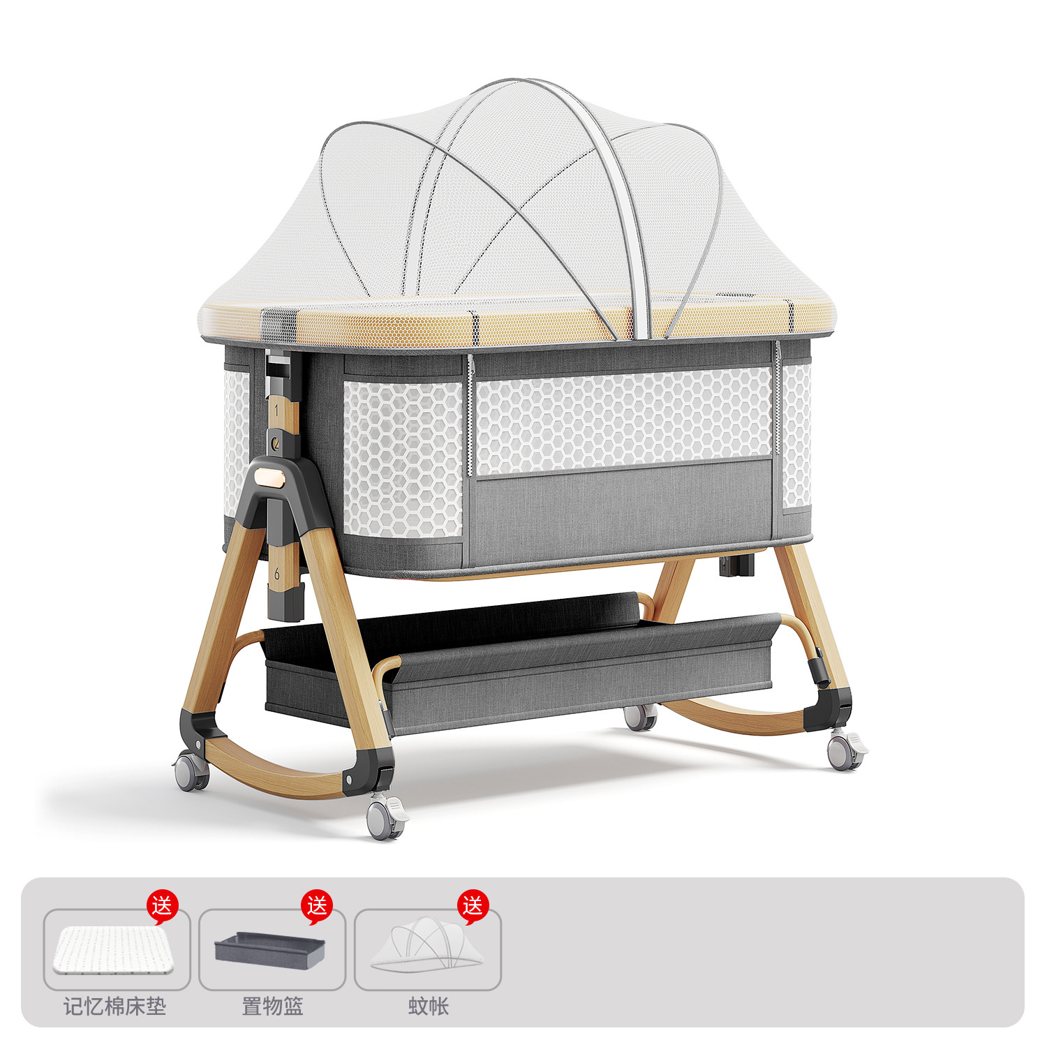 Cama para bebés, campana móvil, cuna, cama plegable portátil multifuncional, cama BB para recién nacidos, cama de empalme grande