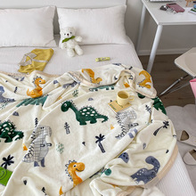 36Y7小恐龙珊瑚毯子薄款春秋午睡被子床单人办公室沙发法兰绒夏季