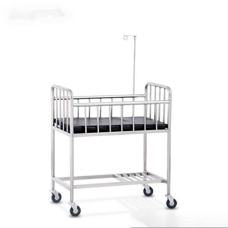 Stainless Steel Baby Crib Cart Hospital Trolley Hospital Stroller Postpartum Care Center Baby Care Bed Cart