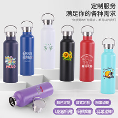 美式大口運動水瓶不鏽鋼雙層保溫杯戶外便攜大容量男女提手登山壺