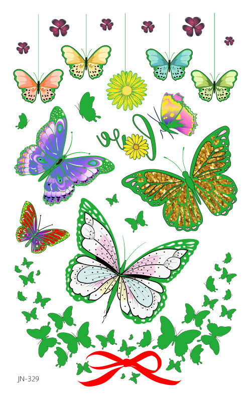 Venta caliente en el extranjero sudor impermeable luminoso dibujos animados lindo mariposa tatuaje pegatinas de larga duración protección ambiental luminosa tatuaje de los niños