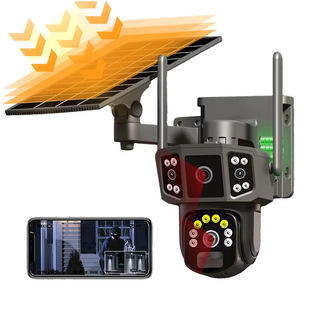 V380 Outdoor Three-Screen Solar Camera 4g High-Definition Night Vision Wifi Outdoor Three-Lens Orchard Monitor