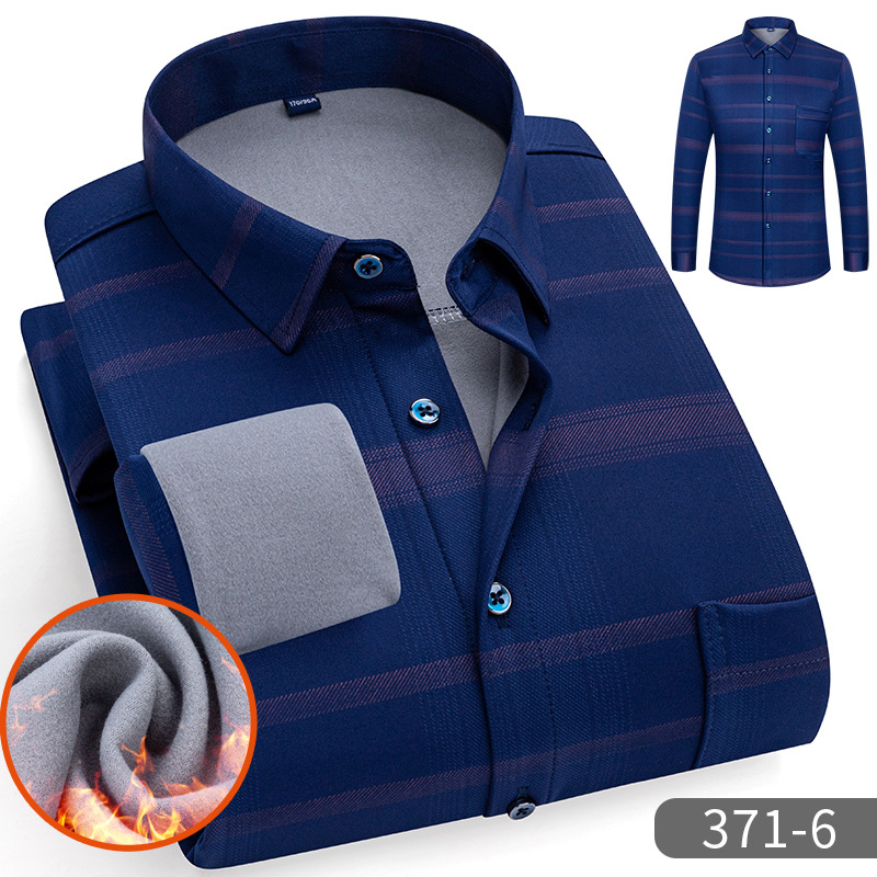 [Además de engrosamiento de terciopelo] Camisa cálida bronceada de invierno Cárdigan para hombres de mediana edad y ancianos Camisa suelta informal para hombres