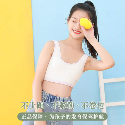 New Style Cotton Children's Bra Development Period Teenage Girls' Underwear Primary and Middle School Students' Bandeau Crop Top Girls' Quilted Vest