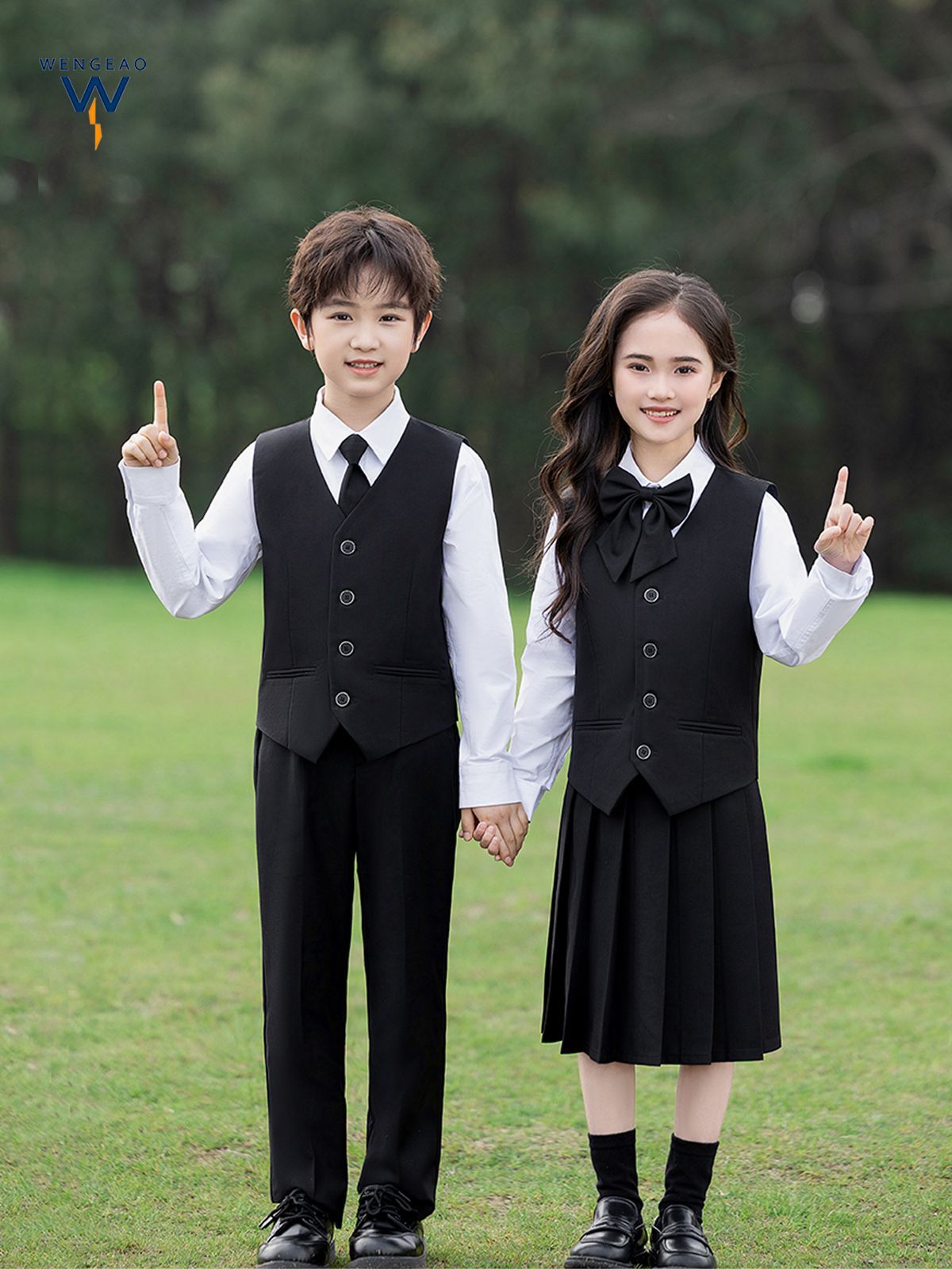 英伦学院风校服套装黑色西装班服小学生制服正装春秋款六一表演服