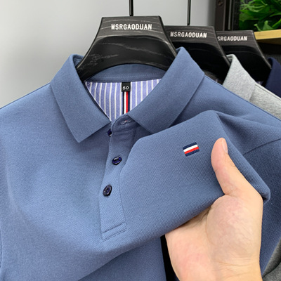 Cross-Border Export Summer Men's Polo Shirt Short-Sleeved High-End T-Shirt Casual Lapel Breathable Loose Pure Color Half-Sleeve Top