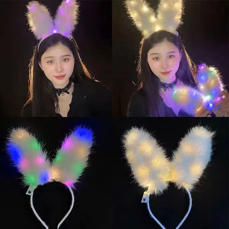 Nuevo alargamiento de plumas de conejo orejas de cabello de cabello de conejo cabello de cabello de cabello de hadas brillante cabello de cabello de juguetes